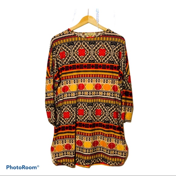 ✨VINTAGE COLOURFUL SILK DRESS - Picture 1 of 4